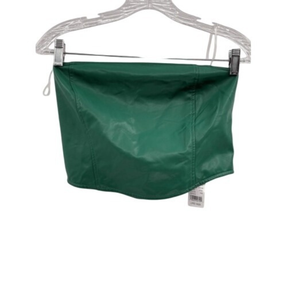 Kendall & Kylie Bandeau Crop Top Faux Leather Women Size‎ Large Green New